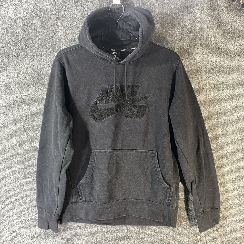 RARE Nike SB Icon Hoodie Mens Med Anthracite Tonal Logo 826433-071 MARK ON BACK